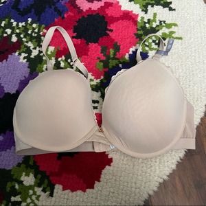 Aerie Beige Real Happy Plunge Padded Bra Size 38DD